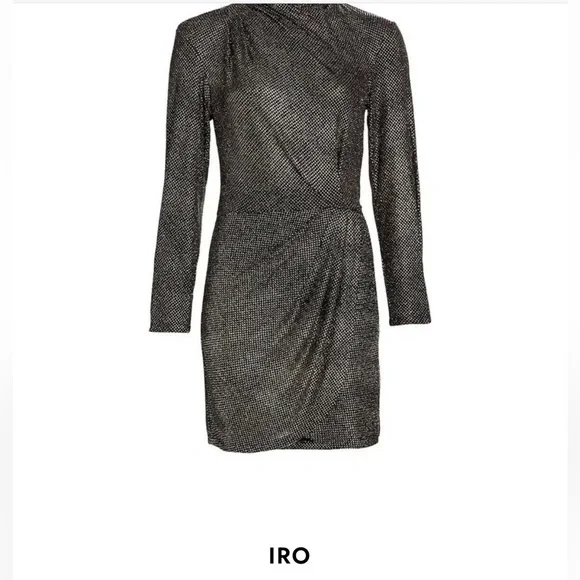 NWT IRO Rasile Metallic Dress Long Sleeve Black Gold Size Size 34 - Picture 6 of 13
